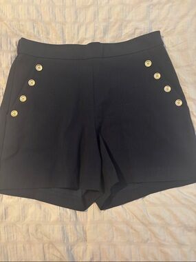 Women's Navy Button-Accent Shorts